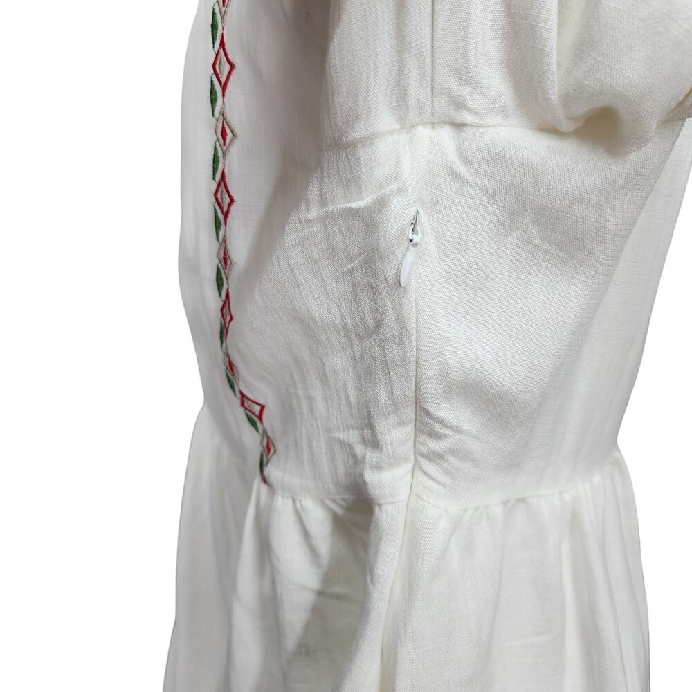 Orange Creek Dress Women L White Embroidered Boho Hippie Festival Side Seam Flaw - Picture 6 of 15